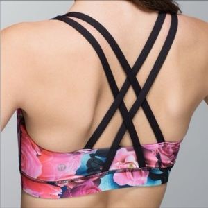Lululemon Energy Bra Secret Garden / Black, size 6.